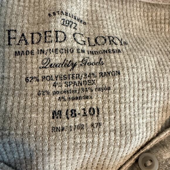 Faded Glory Womens Gray Long Sleeve Hooded Waffle Knit Henley Size Medium - Picture 4 of 9
